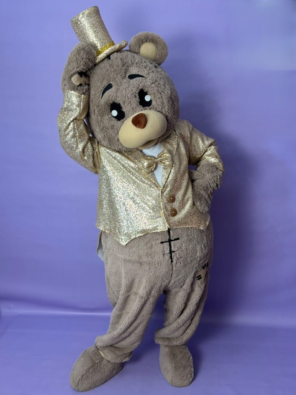 Gold Suit Teddy Bear Lookalike Mascot Costume - Premium Quality - UK seller