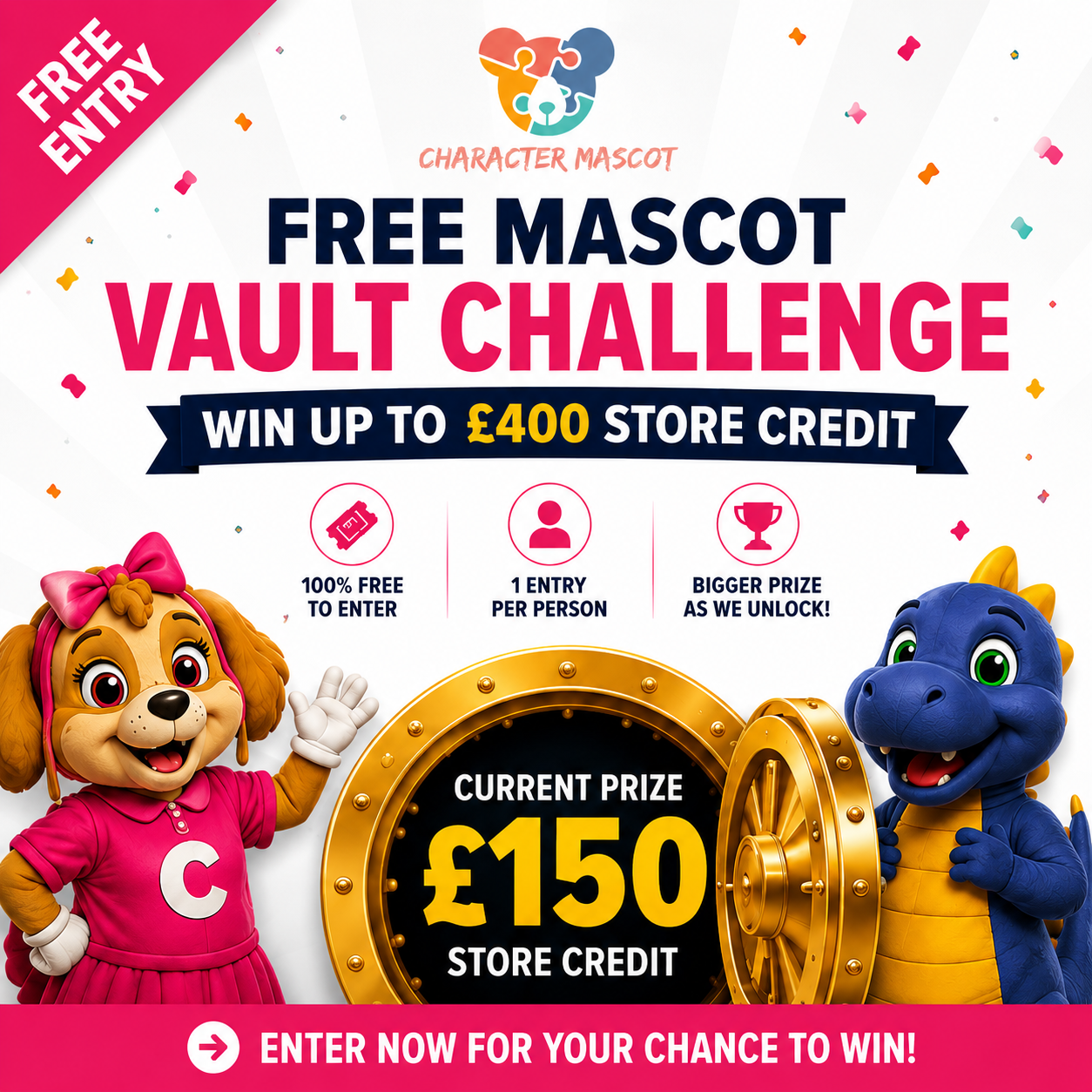 FREE Mascot Vault Challenge Entry - Win Up To £400 Store Credit
